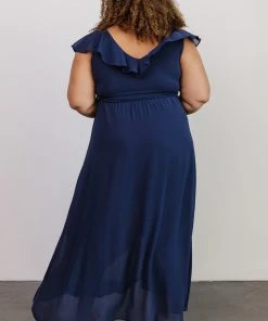 BB Custom Katya Ruffle Maxi Dress | Navy Dresses