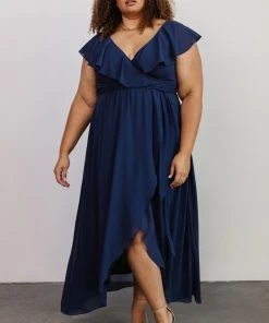 BB Custom Katya Ruffle Maxi Dress | Navy Dresses