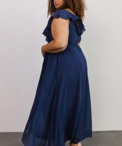 BB Custom Katya Ruffle Maxi Dress | Navy Dresses