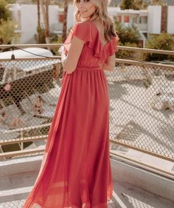 BB Custom Dresses Katya Ruffle Maxi Dress | Rosewood