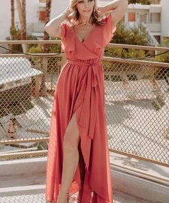 BB Custom Dresses Katya Ruffle Maxi Dress | Rosewood