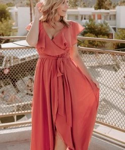 BB Custom Dresses Katya Ruffle Maxi Dress | Rosewood