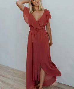 BB Custom Dresses Katya Ruffle Maxi Dress | Rosewood