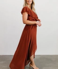 BB Custom Katya Ruffle Maxi Dress | Rust Dresses