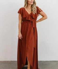 BB Custom Katya Ruffle Maxi Dress | Rust Dresses
