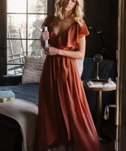 BB Custom Katya Ruffle Maxi Dress | Rust Dresses