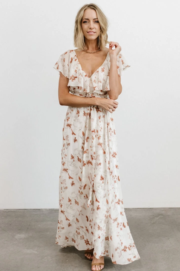 BB Custom Katya Ruffle Maxi Dress | Rust Print 7 BB Custom Katya Ruffle Maxi Dress | Rust Print