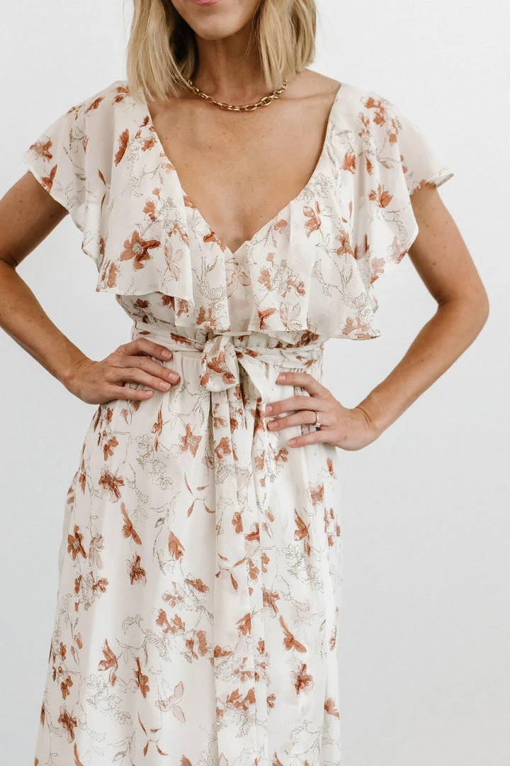 BB Custom Katya Ruffle Maxi Dress | Rust Print 4 BB Custom Katya Ruffle Maxi Dress | Rust Print