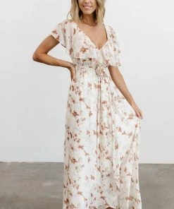 BB Custom Katya Ruffle Maxi Dress | Rust Print