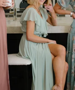 BB Custom Katya Ruffle Maxi Dress | Sage Dresses