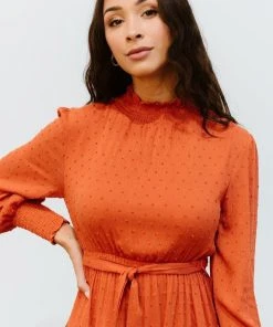 IL Kayla Dotted Mini Dress | Rust