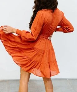 IL Kayla Dotted Mini Dress | Rust