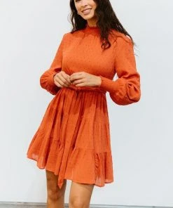 IL Kayla Dotted Mini Dress | Rust