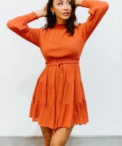 IL Kayla Dotted Mini Dress | Rust