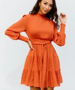 IL Kayla Dotted Mini Dress | Rust