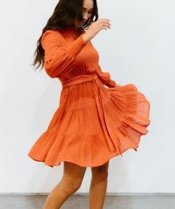 IL Kayla Dotted Mini Dress | Rust