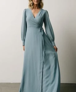 Soi Kelsey Wrap Dress | Dusty Blue Dresses
