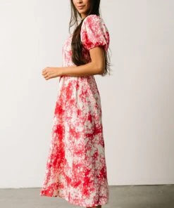 SL Kenna Midi Dress | Fuchsia Watercolor Print Dresses