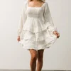 POL Kennedy Square Neck Baby Doll Dress | Ivory