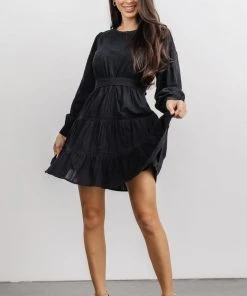 IL Keri Long Sleeve Short Dress | Black