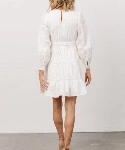 IL Keri Long Sleeve Short Dress | Off White Dresses