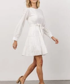 IL Keri Long Sleeve Short Dress | Off White Dresses