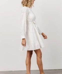 IL Keri Long Sleeve Short Dress | Off White Dresses