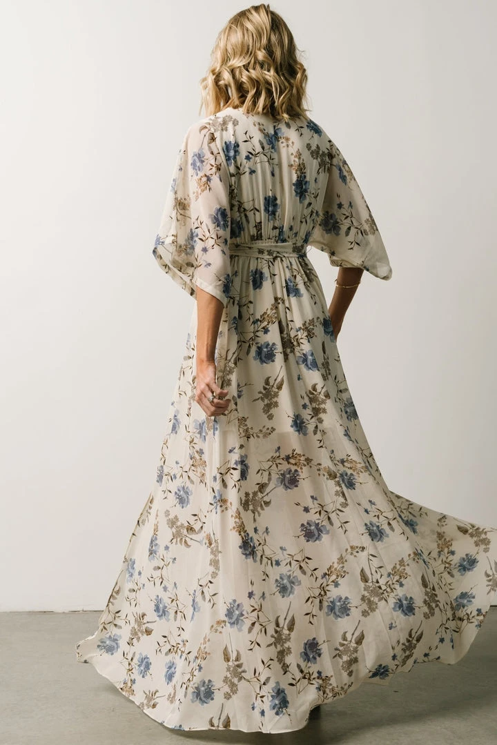 BB Custom Dresses Kia Kimono Maxi Dress | Blue Floral BB Custom Dresses Kia Kimono Maxi Dress | Blue Floral
