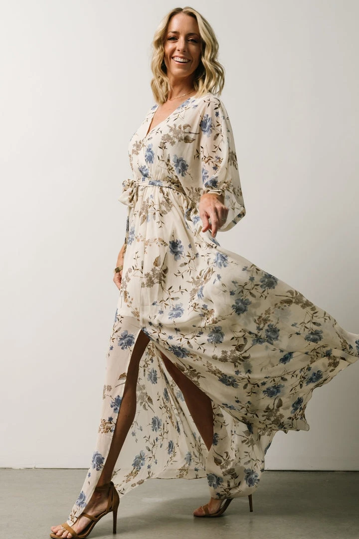 BB Custom Dresses Kia Kimono Maxi Dress | Blue Floral BB Custom Dresses Kia Kimono Maxi Dress | Blue Floral
