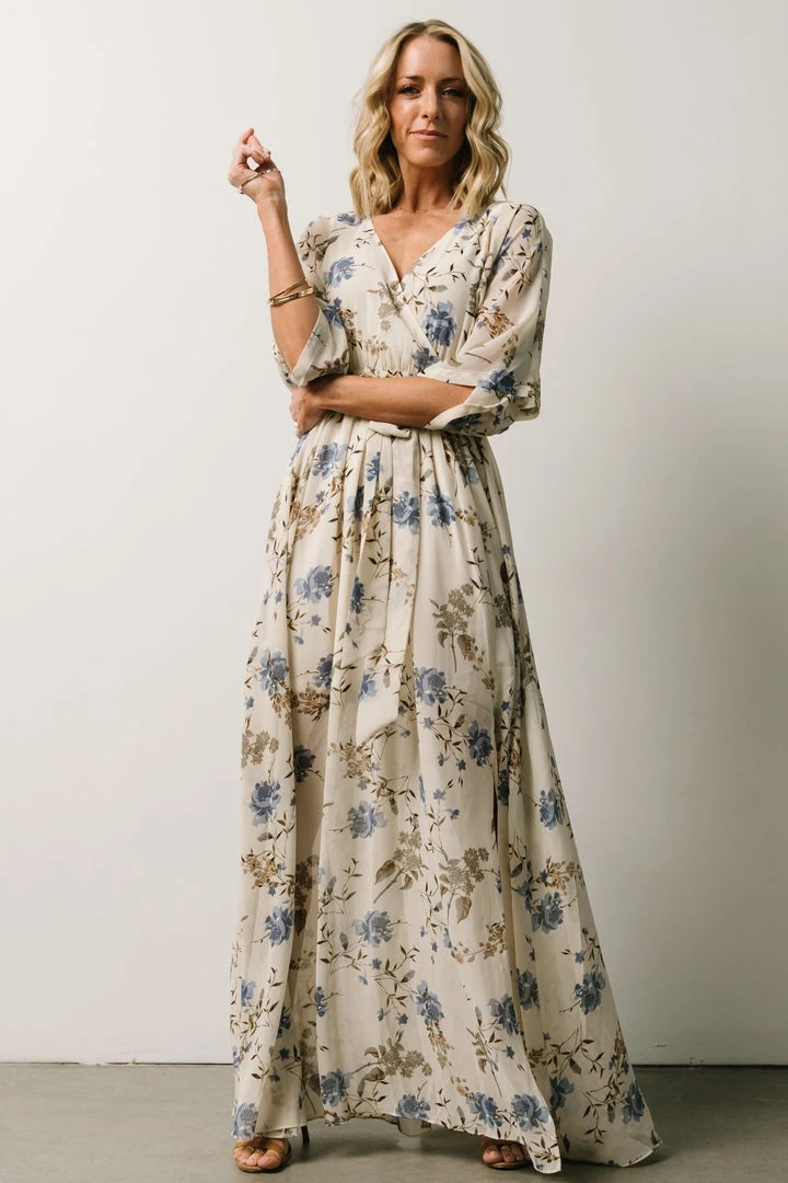 BB Custom Dresses Kia Kimono Maxi Dress | Blue Floral BB Custom Dresses Kia Kimono Maxi Dress | Blue Floral