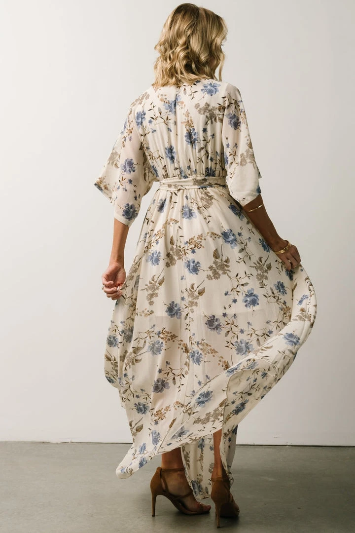 BB Custom Dresses Kia Kimono Maxi Dress | Blue Floral BB Custom Dresses Kia Kimono Maxi Dress | Blue Floral