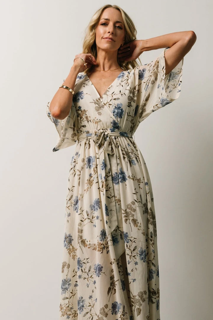 BB Custom Dresses Kia Kimono Maxi Dress | Blue Floral BB Custom Dresses Kia Kimono Maxi Dress | Blue Floral