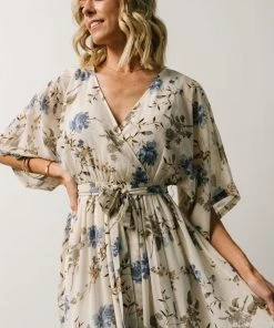 BB Custom Dresses Kia Kimono Maxi Dress | Blue Floral