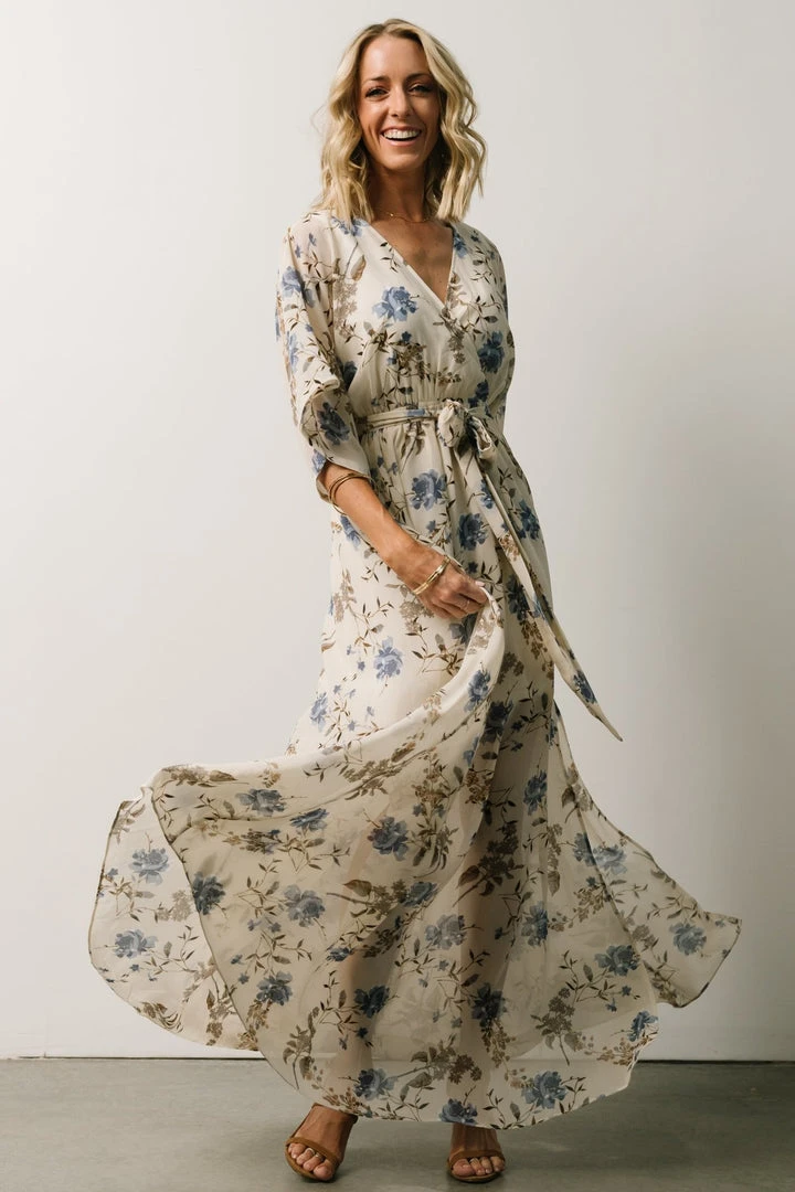 BB Custom Dresses Kia Kimono Maxi Dress | Blue Floral BB Custom Dresses Kia Kimono Maxi Dress | Blue Floral