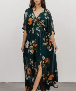 BB Custom Kia Kimono Maxi Dress | Deep Topaz Floral Dresses