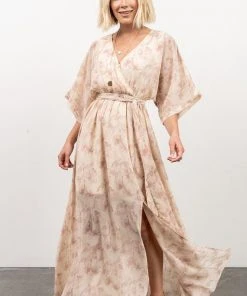 BB Custom Kia Kimono Maxi Dress | Mauve Print Dresses