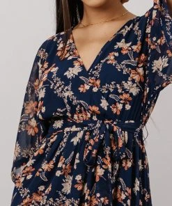 BB Custom Kia Kimono Maxi Dress | Dark Blue Floral