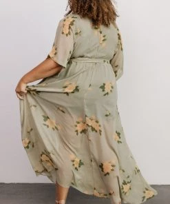 BB Custom Kia Kimono Maxi Dress | Olive Floral