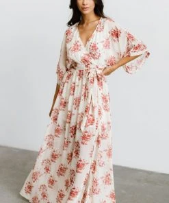 BB Custom Kia Kimono Maxi Dress | Red Floral