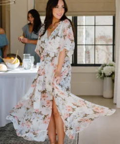 BB Custom Kia Kimono Maxi Dress | White Floral 3 BB Custom Kia Kimono Maxi Dress | White Floral