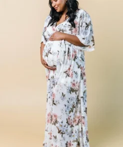 BB Custom Kia Kimono Maxi Dress | White Floral 10 BB Custom Kia Kimono Maxi Dress | White Floral