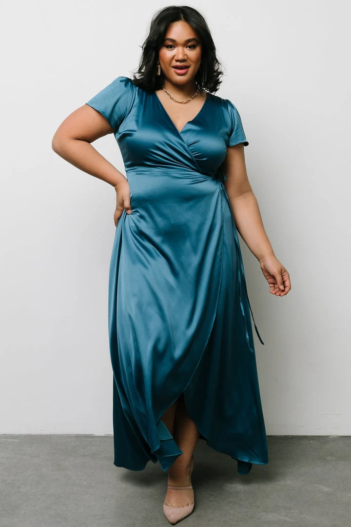 BB Custom Krystal Satin Wrap Gown | Blue Dresses 13 BB Custom Krystal Satin Wrap Gown | Blue Dresses