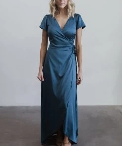 BB Custom Krystal Satin Wrap Gown | Blue Dresses 27 BB Custom Krystal Satin Wrap Gown | Blue Dresses