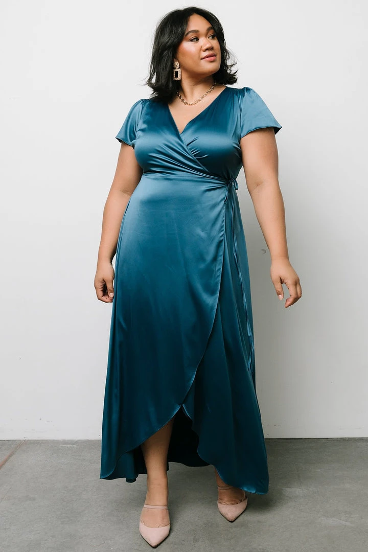 BB Custom Krystal Satin Wrap Gown | Blue Dresses 15 BB Custom Krystal Satin Wrap Gown | Blue Dresses