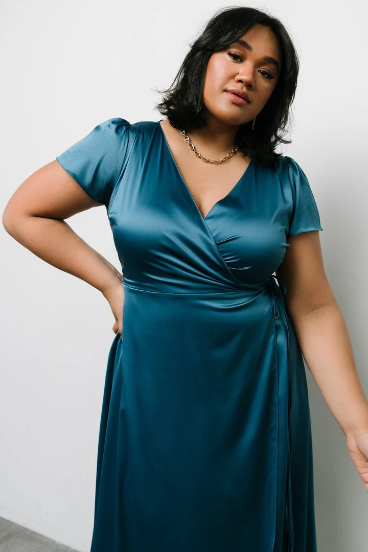 BB Custom Krystal Satin Wrap Gown | Blue Dresses 11 BB Custom Krystal Satin Wrap Gown | Blue Dresses