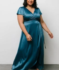 BB Custom Krystal Satin Wrap Gown | Blue Dresses 20 BB Custom Krystal Satin Wrap Gown | Blue Dresses