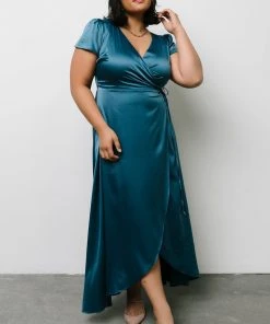 BB Custom Krystal Satin Wrap Gown | Blue Dresses 31 BB Custom Krystal Satin Wrap Gown | Blue Dresses