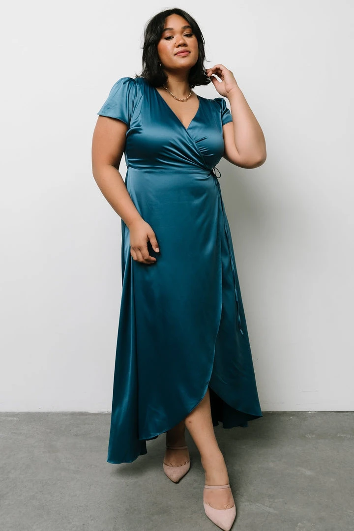 BB Custom Krystal Satin Wrap Gown | Blue Dresses 16 BB Custom Krystal Satin Wrap Gown | Blue Dresses