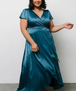 BB Custom Krystal Satin Wrap Gown | Blue Dresses 29 BB Custom Krystal Satin Wrap Gown | Blue Dresses