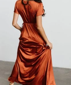 BB Custom Krystal Satin Wrap Gown | Copper Dresses
